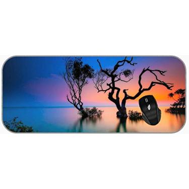 Imagem de Mouse pad grande profissional XXG Sky Lake Sunset Tree Long Extended Mousepad Mesa