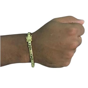 Imagem de Pulseira 5mm de moeda antiga elo chapado joia Maciça