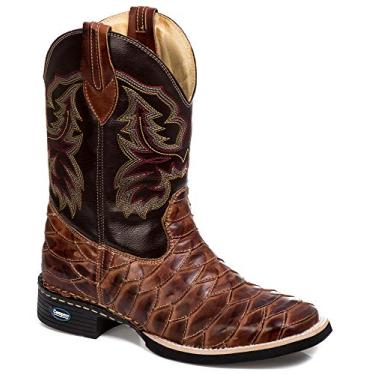 Imagem de Bota Masculina Country Cano Longo escamada Legitimo Couro Bovino 224 (39, 224-cafe)