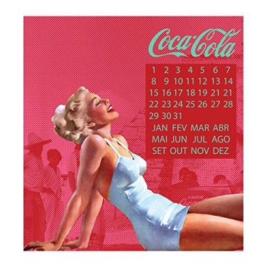 Imagem de Calendário Magnético Coca-Cola Pin-Up Blond Lady Vermelho em MDF - Urban - 40x40 cm