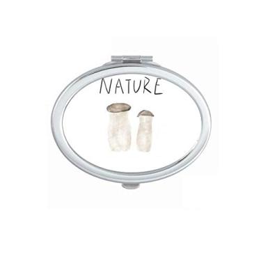 Imagem de Espelho de pintura de ilha de cogumelo natural, oval, portátil, bolso para maquiagem
