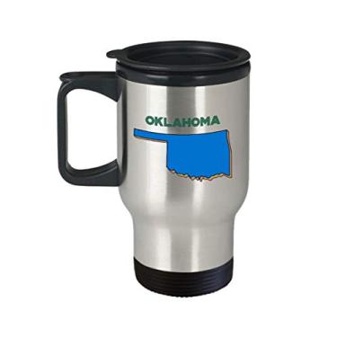 Imagem de Caneca de viagem Oklahoma – Caneca de chá divertido com isolamento de café de cacau quente – ideia de de Natal