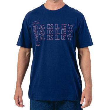 Imagem de Camiseta Oakley Bark Cooled Grx Masculina Azul Marinho