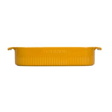 Imagem de Travessa retangular em porcelana, modelo assar ou servir, refratária, 2600 ml, Germer, Amarelo