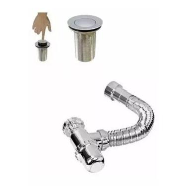 Imagem de Kit Sifão Sanfonado Copo Pvc + Válvula Click