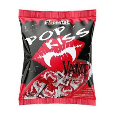 Imagem de Pirulito Pop Kiss Vamp Sabor Morango 500G Florestal