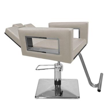 Imagem de Cadeira Poltrona de Cabeleireiro Recl Moderna Inox Branco F