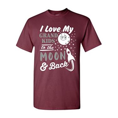 Imagem de Camiseta adulta I Love My Grand Kids to The Moon and Back Funny Humor DT, Marrom, XX-Large-Large