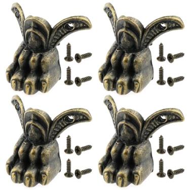 Imagem de LUORNG 4 peças 43 x 34 mm protetor de canto de metal de latão antigo formato de pata de leão pequena caixa de joias pés com parafusos adequado para caixa de presente caixa de armazenamento caixa de