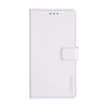 Imagem de NEKOYA Capa compatível com Meizu E3, capa carteira flip de couro com compartimento para cartão, suporte e fecho magnético, capa para Meizu E3 branca