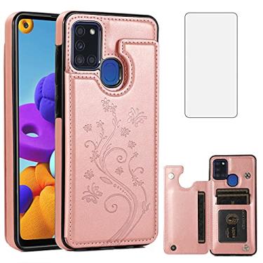 Imagem de Asuwish Capa de telefone para Samsung Galaxy A21S com protetor de tela de vidro temperado e suporte de cartão capa carteira com suporte flip acessórios de celular de couro Glaxay Galaxies A 21S capas