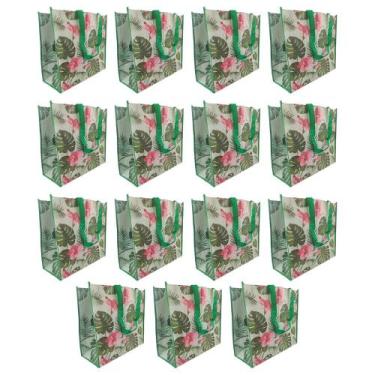 Imagem de Bolsa Ecologica Sacola Ombro Ecobag Kit 15 Unidades Mercado Compras Re