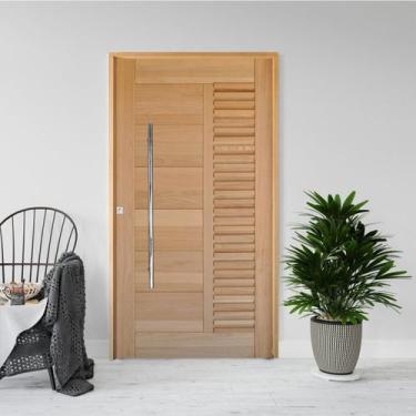 Imagem de Kit Porta de Madeira Pivotante 210x120cm Batente 14cm Fechadura 803 Ro
