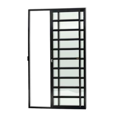 Imagem de Porta de Correr com Travessas 2 Folhas Super Vidro Liso 210cm X 150cm 