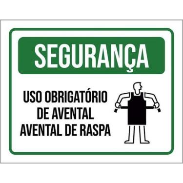 Imagem de Kit 3 Placas Segurança Uso Obrigatório Avental De Raspa - Sinalizo
