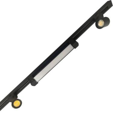 Imagem de Kit 1 Luminária Difusa 15w + 2 Spots 7w Led + Trilho 1m Cor Preto Bivo