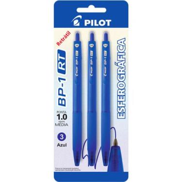 Imagem de Kit Caneta Esferográfica Retrátil BP-1 1.0 c/ 3un Azul Pilot
