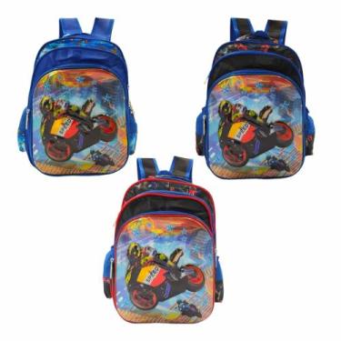Imagem de Mochila Escolar Infantil Masculina 3D Moto WL-C143 - Lusen