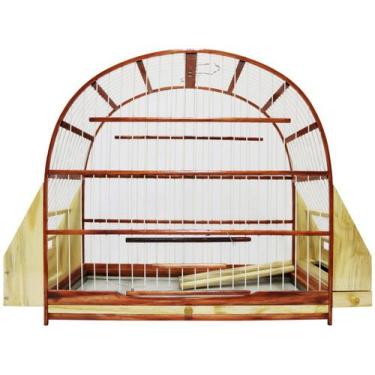 Imagem de Gaiola Passarinho Em Madeira - Sabiá - Pássaro Preto - - Rossa, Mogno