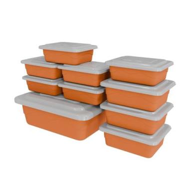 Imagem de Conjunto De Potes 10 Peças Com Tampa Plastico Cozinha Alimentos Colori