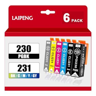 Imagem de LAIPENG Cartuchos de tinta de substituição PGI-230 CLI-231 para Canon 230 231 PGI230 CLI231 Tinta compatível com impressora PIXMA TS8820 pacote com 6 cores (PGBK/BK/C/M/Y/Cinza)