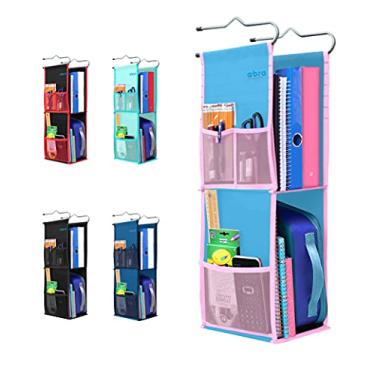 Imagem de Organizador de armário para pendurar prateleira Abra Company 2 para escola, academia, trabalho, armazenamento – Tecido ecológico aprimorado saudável para crianças Blue/Pink