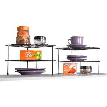 Imagem de Kit Organizador de Canto Armário 2 Und Cozinha Prateleiras Fiver (Preto)