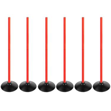 Imagem de ASENVER Conjunto de bastões de agilidade de futebol laranja, mastro de velocidade de treinamento esportivo destacável, bastões de slalom com base de borracha, equipamento esportivo de treino (9 metros, pacote com 6)