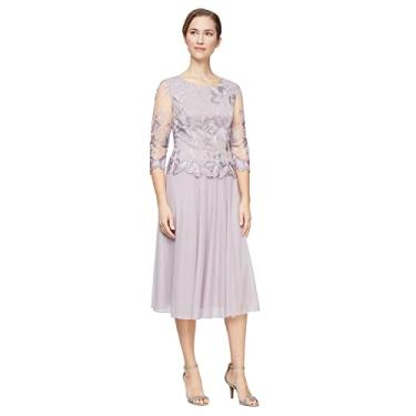 Imagem de Alex Evenings Vestido feminino com corpete bordado para mãe da noiva, vestido de convidada de casamento (tamanho pequeno e regular), Orquídea esfumaçada, 44