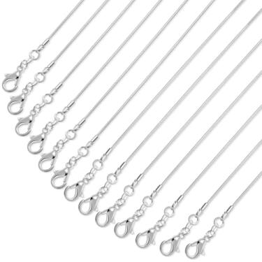 Imagem de Pacote com 25 correntes para fabricação de joias, correntes de colar Paxcoo, correntes de cobra banhadas a prata a granel para fabricação de colar, 1,2 mm (20 polegadas)