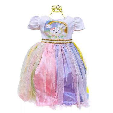 Imagem de Vestido Festa Infantil Chuva De Amor Nuvem Brilhante Colorido - Piment