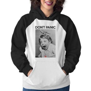 Imagem de Moletom Feminino Não entre em pânico - Foca na Moda, Branco, Preto, M