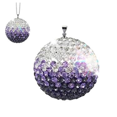 Imagem de Bling Car Decor Crystal Ball Carro Retrovisor Pingente Espelho Pingente de Strass Enfeite para Carro e Decoração de Casa, Ornamento de apanhador de sol de cristal, Decoração de pingente de carro, Acessórios de carroBling Car Decor roxo MBALL-PURPLE1