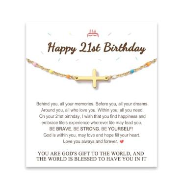 Imagem de Tarsus Presentes de aniversário para mulheres, adolescentes, You are God's Gift to The World, pulseira de cruz de aniversário para amiga, irmã, filha, neta, sobrinha..., average, Sem Pedra Preciosa
