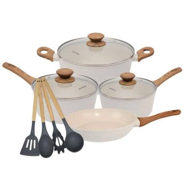 Imagem de Conjunto de Panelas Indução Revestimento Cerâmica Style Cook Mármol 8 Peças - Mimo Style