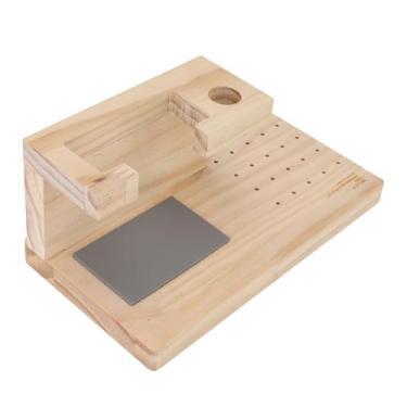 Imagem de Caixa organizadora de madeira para brocas para unhas, mantenha suas brocas organizadas e organizadas com este suporte, com organizador de brocas de unhas com 20 pequenos orifícios redondos