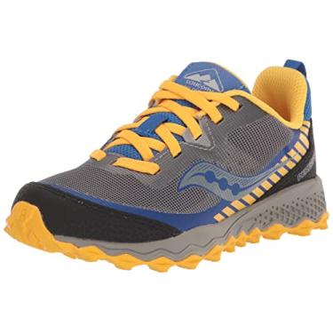 Imagem de Saucony Tênis de caminhada unissex infantil Peregrine 11 Shield, Cinza/azul/dourado, 12 Big Kid