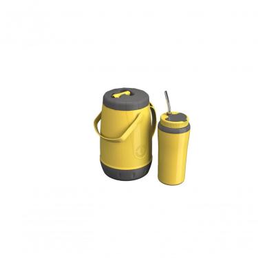 Imagem de Kit Tererê Unitermi Garrafa Térmica 2,5l + Copo Térmico 650ml + Canudo De Inox Amarelo