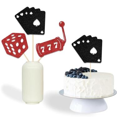Imagem de Casino Centerpiece Sticks, Casino Theme Party Decorations, Casino Poker Party, Vegas Party Decorations, Casino Game Night Party Decorations Supplies Black Red 12 Pcs