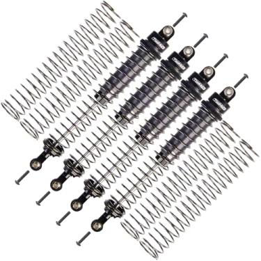 Imagem de TOOMOD 120mm RC All Aluminum Alloy Oil Filled Shock Absorbers kit for D90 TRX4 Axial SCX10 Tamiya Bullhead SuperClod Buster Truck Crawler/Truck/Car Upgrades Replace Parts （Black）