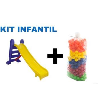 Imagem de Kit infantil 100 bolinhas para piscina de bolinhas + 1 escogador médio