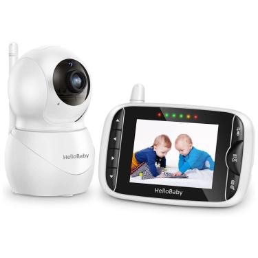 Imagem de HelloBaby Monitor Com Câmera E Áudio, Tela IPS LCD, Vídeo Sem WiFi, Visão Noturna Infravermelha, Temperatura, Canções De Ninar, Áudio.