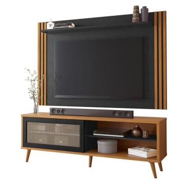 Imagem de Conjunto Para Sala Rack Nt1175 E Painel Nt1375 Para Tv Até 60 Freijó Preto Tx Notável Móveis Freijó Trend/preto Tx
