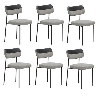 Imagem de Kit 6 Cadeiras Camila Courissimo Linho Para Sala Jantar Gourmet em Aço-EdeCasaMoveis