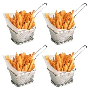 Imagem de Mini Cestos Inox Kit 4 Unidades para Servir Petiscos como Batata Frita, Churros, Frango e Aperitivos em Geral Kit com 4 Unidades Restaurante Lanchonete