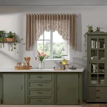 Imagem de Cortina de Cozinha Cascata Rendada Tulipinha, 300 x 100 cm, Bege