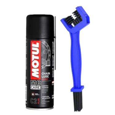 Imagem de Spray Lubrificante De Corrente Moto Motul C2 Plus Chain Lube - 200 Ml Street Rua Motoboy Urbano+ Escova de Limpeza
