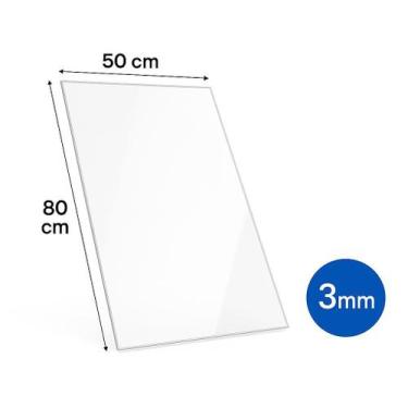 Imagem de Chapa Placa De Acrilico Transparente Cristal 80xX50 Cm 3mm - Capa Cert