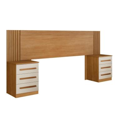 Imagem de Cabeceira Casal Valência Extensível Com Mesa De Cabeceira Império Cinamomo Off White