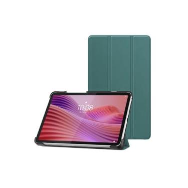 Imagem de Capa para tablet Android Lenovo Tab One 2025 TB305FU de 8,7 polegadas, capa de couro PU WUNIAK ultra leve e fina com design de slot para caneta, verde escuro